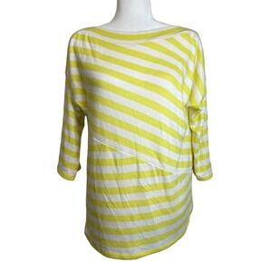 Soft Surroundings Tops Women’s‎ sz. SMALL Yellow White Crew Neck 3/4 Sleeve
